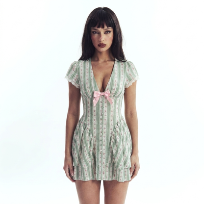 Poppy Sage Mini Dress